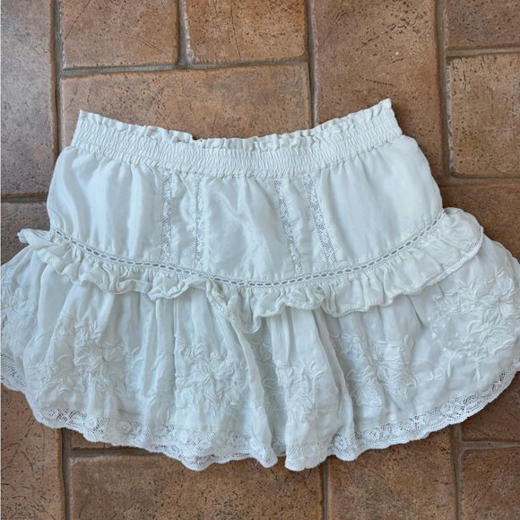 LoveShackFancy Silk Floral Lace Skirt